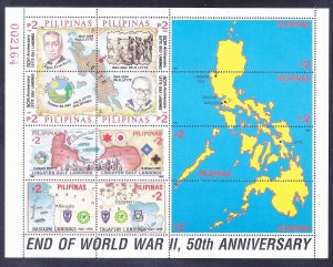 Philippines 2391-92 MNH 1995 50th Anniversary End WWII (See Scans) 2 Souv Shts