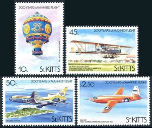 St Kitts 123-126, 126a, MNH. Mi 118-121,Bl.3. Manned Flight Bicentennial, 1983.