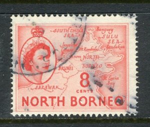 NORTH BORNEO; 1954 early QEII Pictorial issue fine used 8c. value