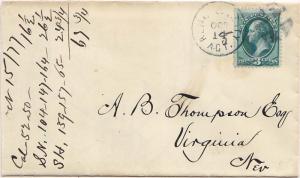 United States U.S. R.P.O.'s Reno & V. City Agt. 1877 978-A-1  3c Washington B...