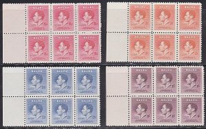 NAURU 1937 Coronation set marginal blocks of 6 MNH........................A7364B