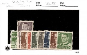 Denmark, Postage Stamp, #318-326, 319a Mint NH, 1948 King Christian (AB)