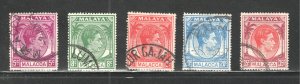 Malaya - Malacca, Scott #22-26  VF, Used,  CV $23.25 ...... 3660017