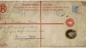 Gibraltar 1898 registry envelope used to Austria