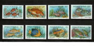 Antigua 1990 - Marine Life Fish - Set of 8 Stamps - Scott #1295-02 - MNH