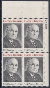 1499 Harry Truman Plate Block MNH