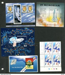 Worldwide 7 Souvenir Sheets Space+Block of 4  MNH/Used/CTO 1 st is MH 14123