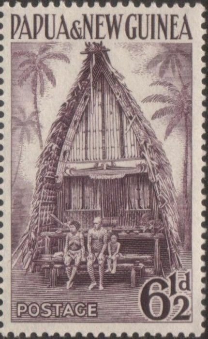 Papua New Guinea 1952 SG7 6½d Kiriwana Chief House MNH