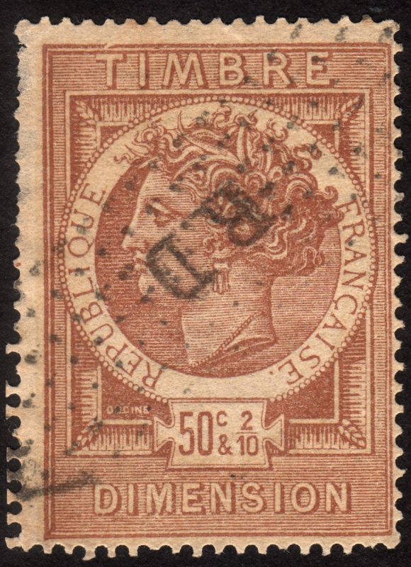 1880's, France, 50c & 2/10, Used revenue