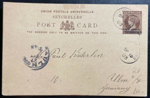 1903 Seychelles Postal Stationery Postcard Cover To Ulm Germany