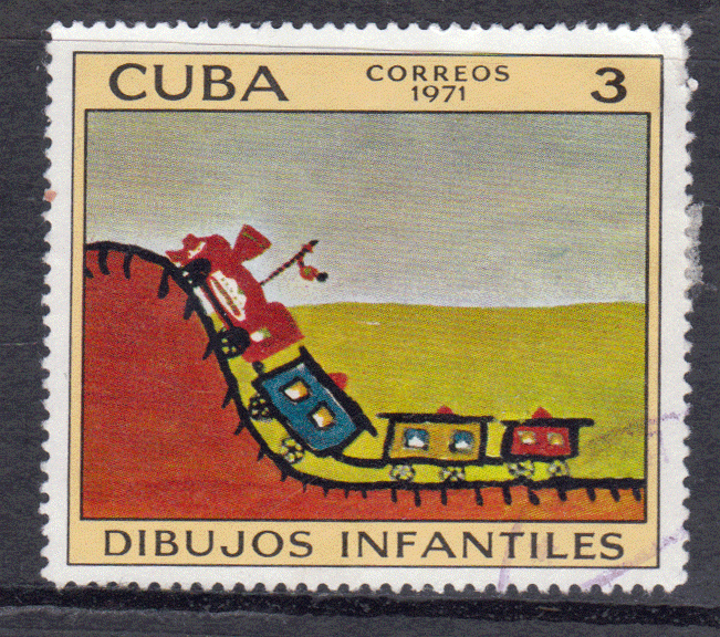 Cuba # 1634 - VG - Children's Drawings - The Little Train