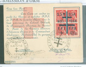 France  WWII charity contribution certificate for donation to Alpine Infantry hospital care. Numbered & validated (three handsta