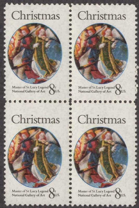 1972 Christmas Angels Block Of 4 8c Postage Stamps - Sc 1471 - MNH - CW429
