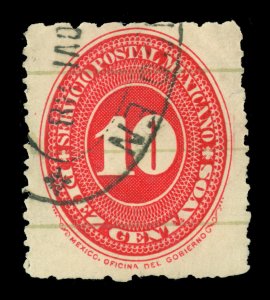 MEXICO 1887  Numeral of Value 10c scarlet - perf. 6x12  Scott # 211  used VF