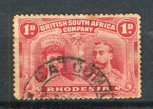 RHODESIA; 1910 early GV Double Head issue fine used 1d. value