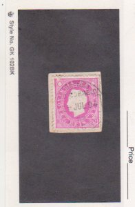 MACAO 1894  KING CARLOS Scott # 37 Pink 20 Reis Perf 12 1-2 USED ON PIECE