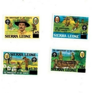 Sierra Leone 1985 - Boy Scouts, Girl Guides Ovpt - Set of 4v - Sc 694-97 - MNH