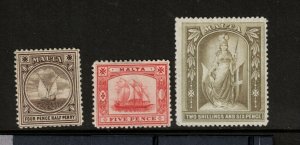 Malta #15 #16 #17 Mint Fine - Very Fine Very Lightly Hinged Trio