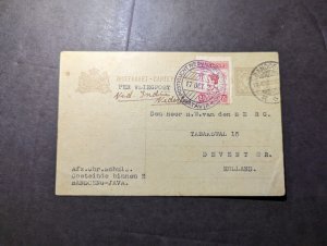 1927 Dutch East Indies Postcard Cover Batavia Java to Deventer Netherlands