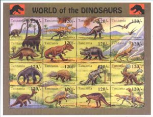 Prehistoric Animals by Tanzania MNH Sheet of 16 Sc 1250