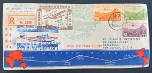 1937 Shanghai China First Flight Airmail Cover to Maplewood NJ USA Pan American