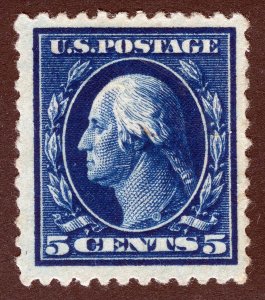 US Sc 504 Blue 5¢ 1917 UnWmk p.11 Hinged Original Gum