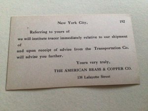 New York American Brass & Copper Company 1920 postal card Ref 66824