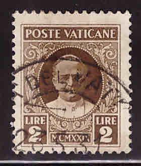 Vatican City Scott 10 Used 1929 Pope Piux XI  stamp