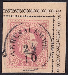 Austria Offices in Levant - 1867 - 4 soldi postcard cut square - GERUSALEMME pmk