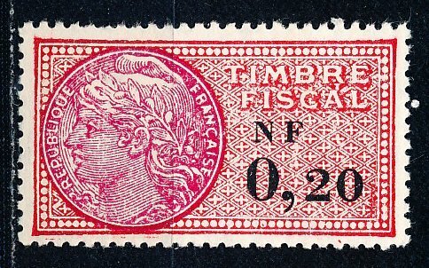 France Timbre Fiscal Revenue Stamp Single MNH