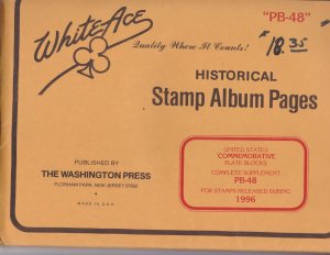 KAPPYSstamps WHITE ACE PLATE BLOCK PAGES SUPPLEMENT PB-48 FOR 1996 #23