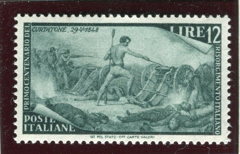 ITALY; 1948 fine Mint hinged issue 12L. value of Revolution Centenary