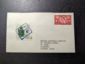 1953 England Airmail Cover to Alderney Channel Isles British European Airways