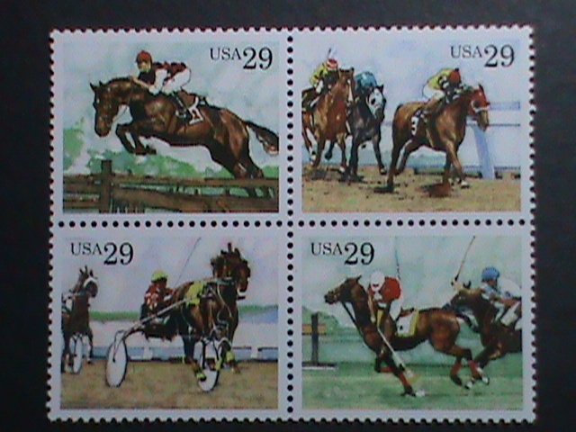 ​UNITED STATES-1993-SC#2756-9  SPORTING HORSES -MNH BLOCK VERY FINE