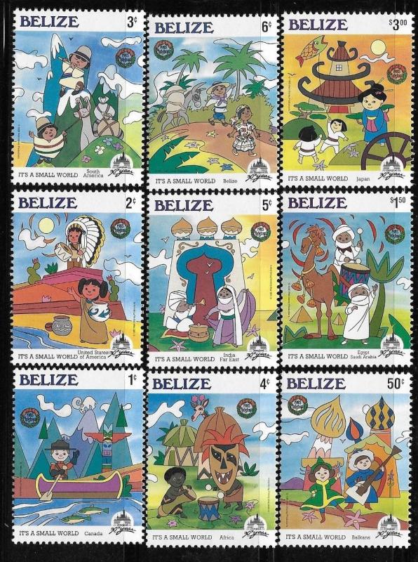 Belize 1985 Disneyland 30th anniversary characters from it´s a small world MNH