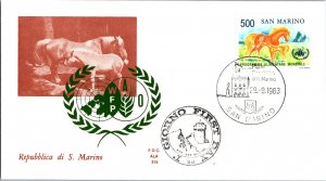 San Marino, Worldwide First Day Cover, Horses