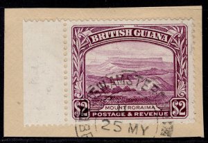BRITISH GUIANA GVI SG318a, $2 purple, VFU. Cat £45. on piece