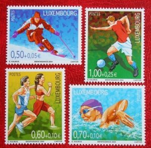 LUXEMBOURG 2004 Sport Sports Soccer Swimming MNH Scott# B441-B444