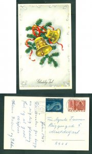 Denmark. 1967 Christmas Card Seal + 50 Ore. Middelfart. 2 Bells,Spruce. Middelff