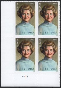 NEW ISSUE (Forever) Betty Ford Plate Block: LL #B11111 (2024) SA