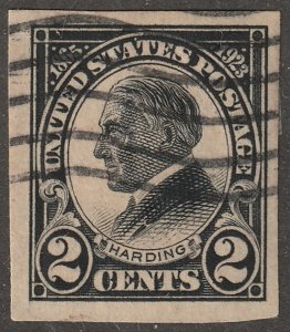 Usa, stamp, Scott#611  used, hinged,  imperf, Harding, president