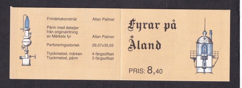 Aland islands   #64-67a   MNH   1992  booklet  lighthouses