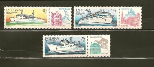 Poland SC#2729 2730 & 2732 Ferry Boat Ships 1986 Mint Never Hinged