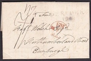 GB NORTHERN IRELAND 1813 entire DERVOCK mileage mark to Edinburgh..........57382