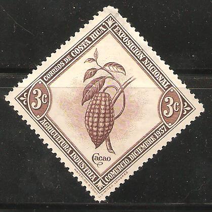 Costa Rica 3 cent Unused stamp - Cacao (cocoa) plant