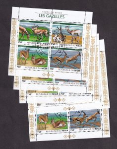 Niger 2015 Fauna Gazelles Sheets Lot CTO x 5