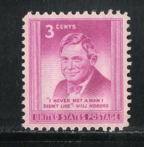 975 * WILL ROGERS *  U.S. Postage Stamp  MNH