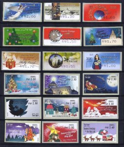 ISRAEL STAMPS VENDING MACHINE 18 ATM CHRISTMAS NOEL LABELS  2004 - 2023