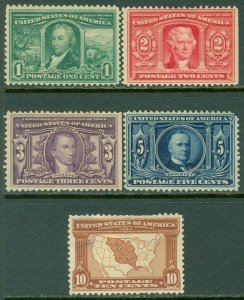 EDW1949SELL : USA 1904 Scott #323-27 F-VF, Mint OG. Minor faults. Catalog $305.