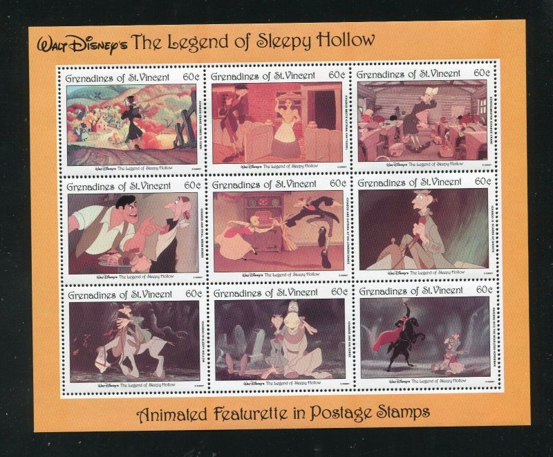 St Vincent Grenadines 998, 993-4 Legend of Sleepy Hollow Stamp Sheets MNH Disney